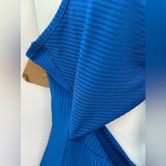 Eoyoye Blue Cut-Out Ribbed Dress M | Sleeveless & Backless Bodycon NWT - Picture 3 of 5